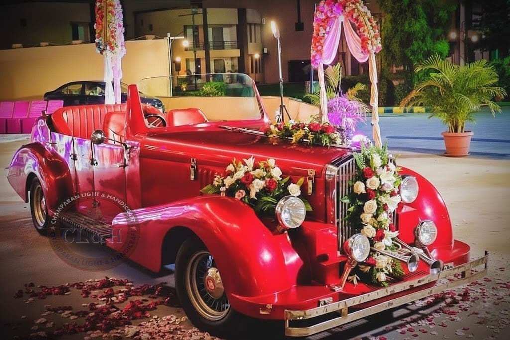 Luxury Maharaja wedding rath car inspired by royal Indian heritage.